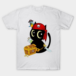 Funny Black cat is a pirate T-Shirt